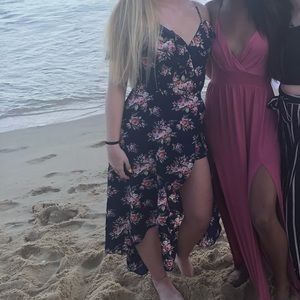 Floral Print High Low Romper Dress